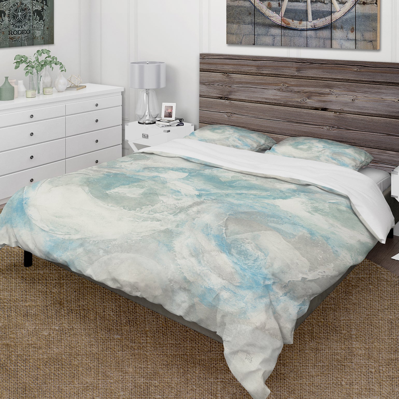 Pale Blue Shade III - Farmhouse Duvet Cover Set