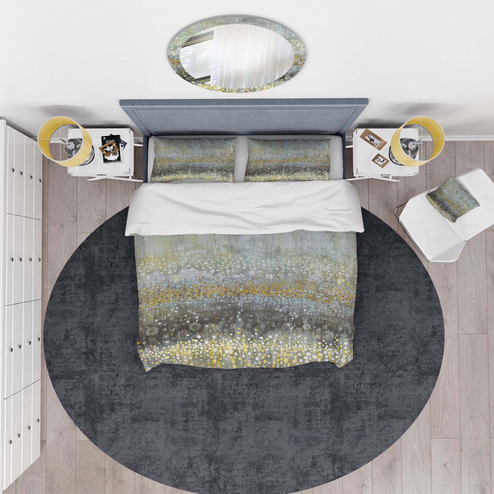 Glam Rain Abstract III - Glam Duvet Cover Set