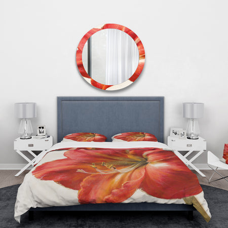 Vivid Red Amaryllis - Traditional Duvet Cover Set