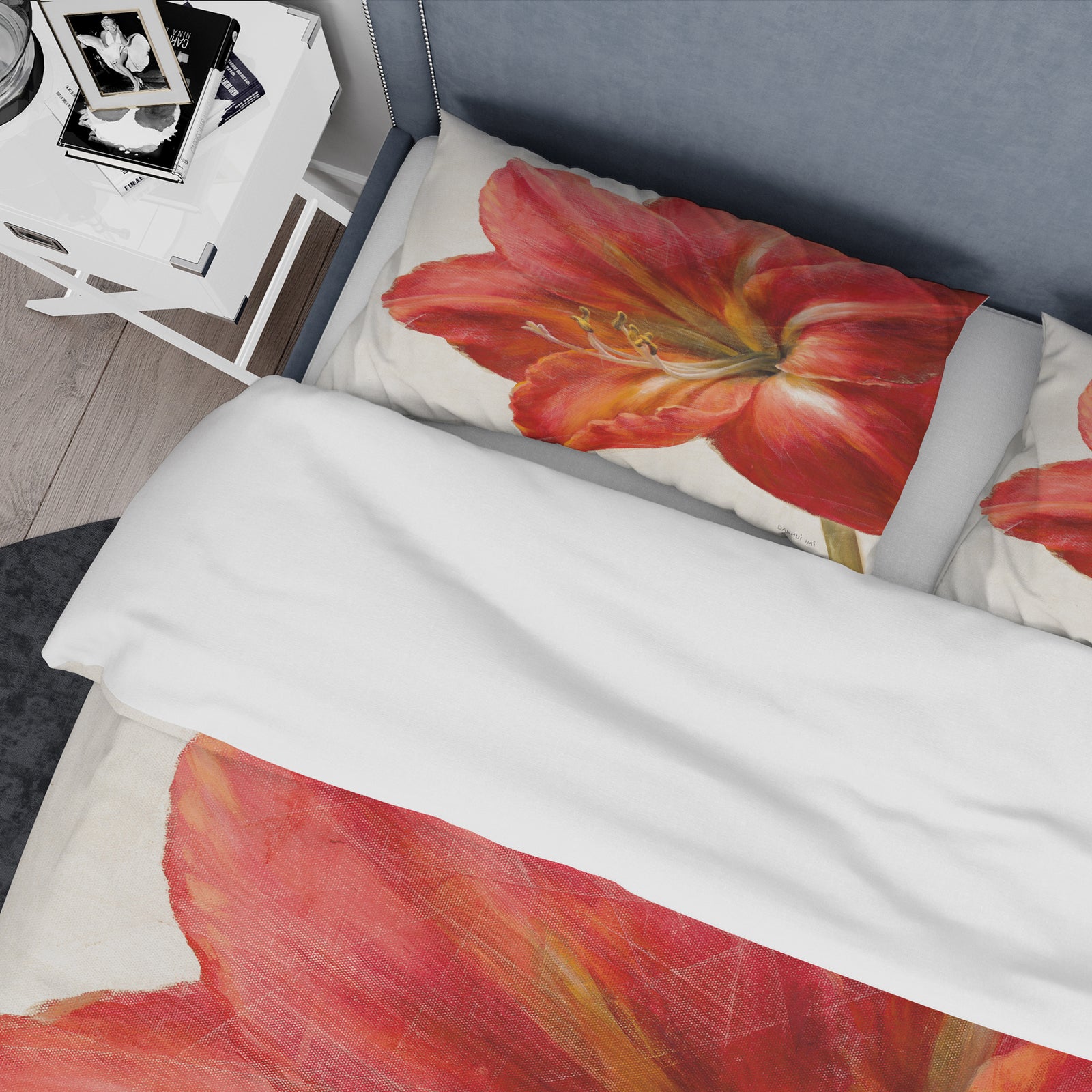 Vivid Red Amaryllis - Traditional Duvet Cover Set