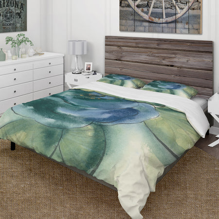 Blue Floral Poppies II - Cottage Duvet Cover Set