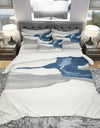 Gouache Sapphire on Gray IV - Geometric Duvet Cover Set