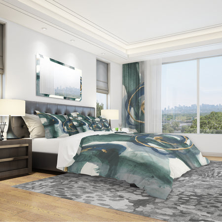 Mettalic Indigo and Gold III - Geometric Duvet Cover Set