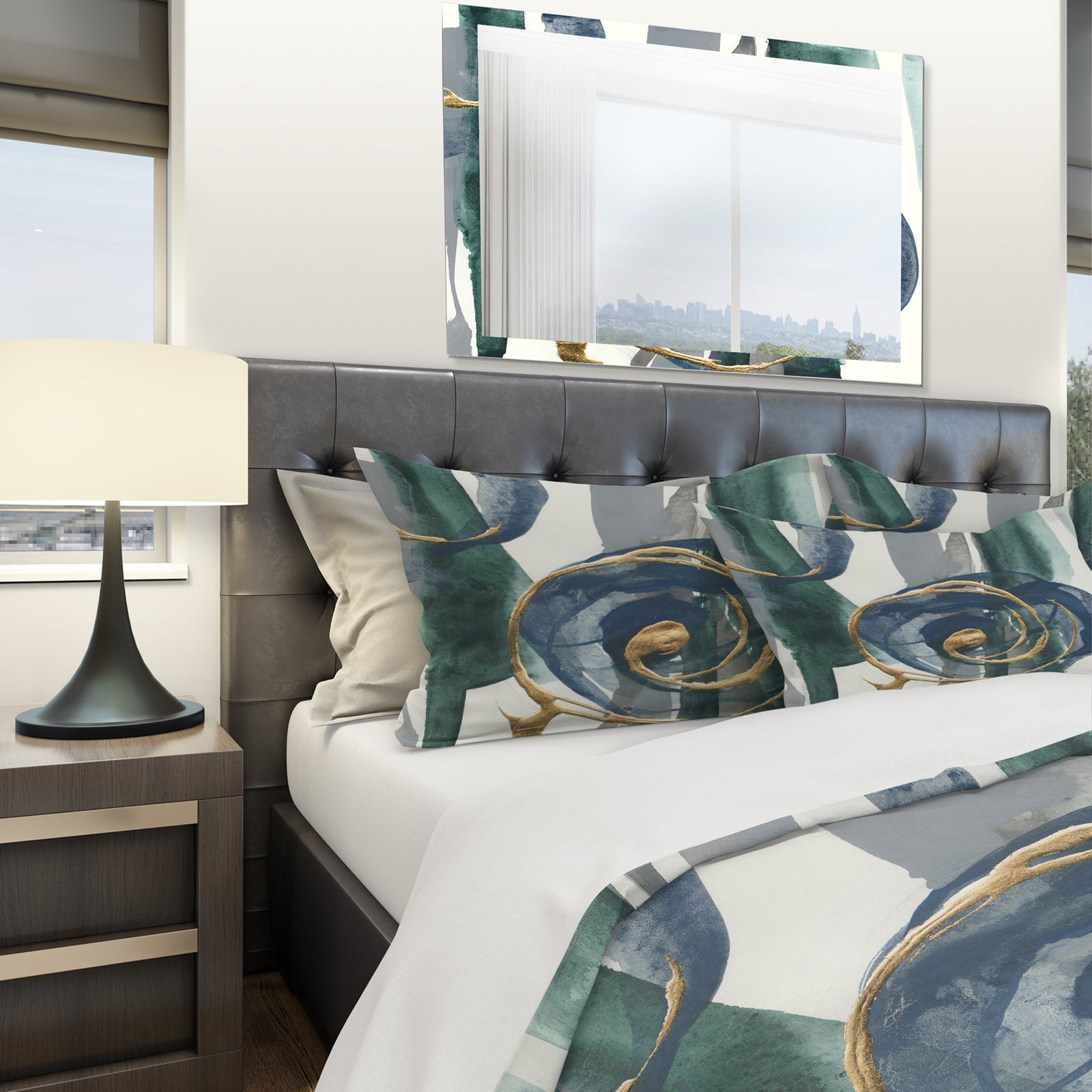 Mettalic Indigo and Gold I - Geometric Duvet Cover Set