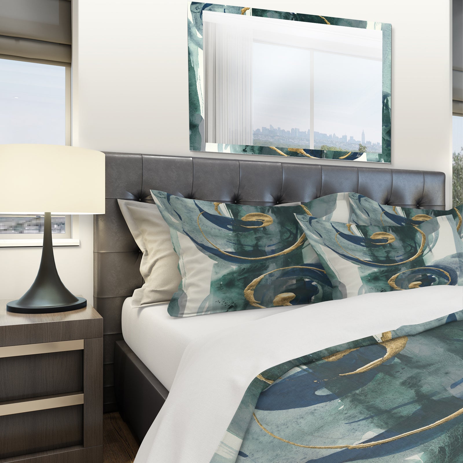 Mettalic Indigo and Gold II - Geometric Duvet Cover Set