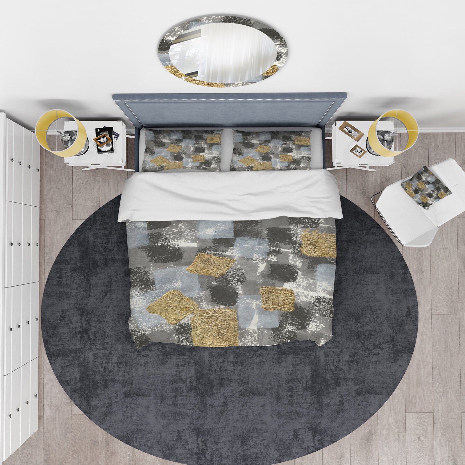 Gold Glamour Squares II - Glam Duvet Cover Set