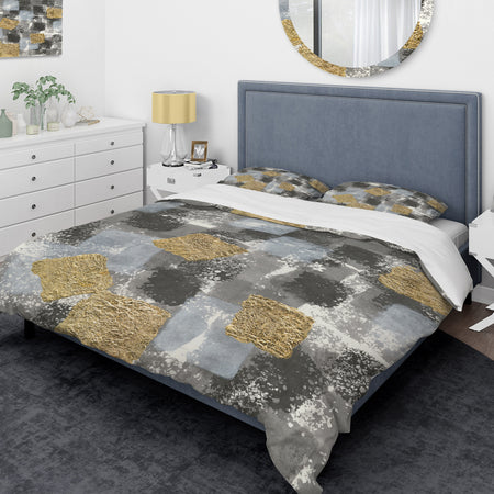 Gold Glamour Squares II - Glam Duvet Cover Set