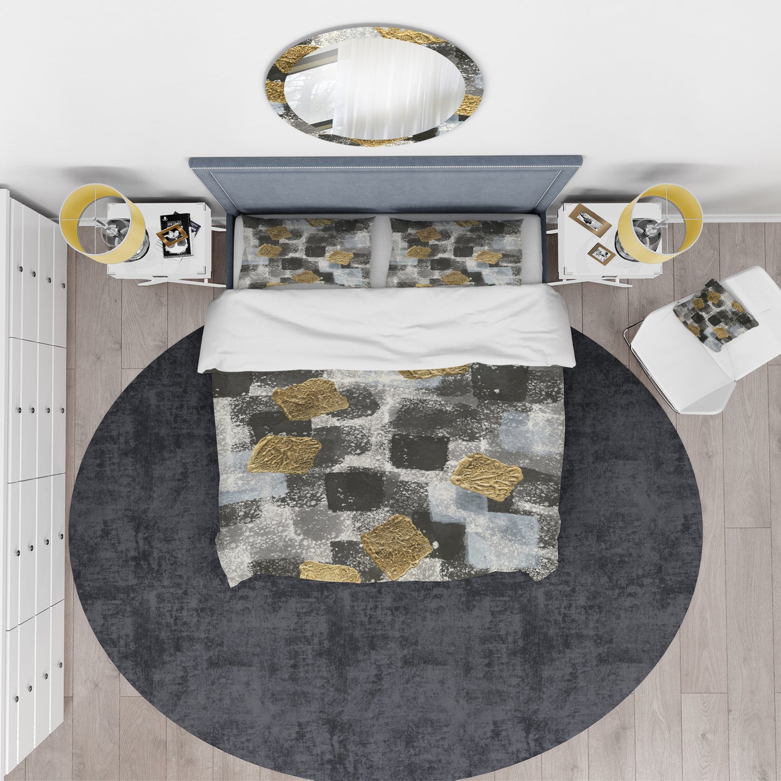Gold Glamour Squares I - Glam Duvet Cover Set