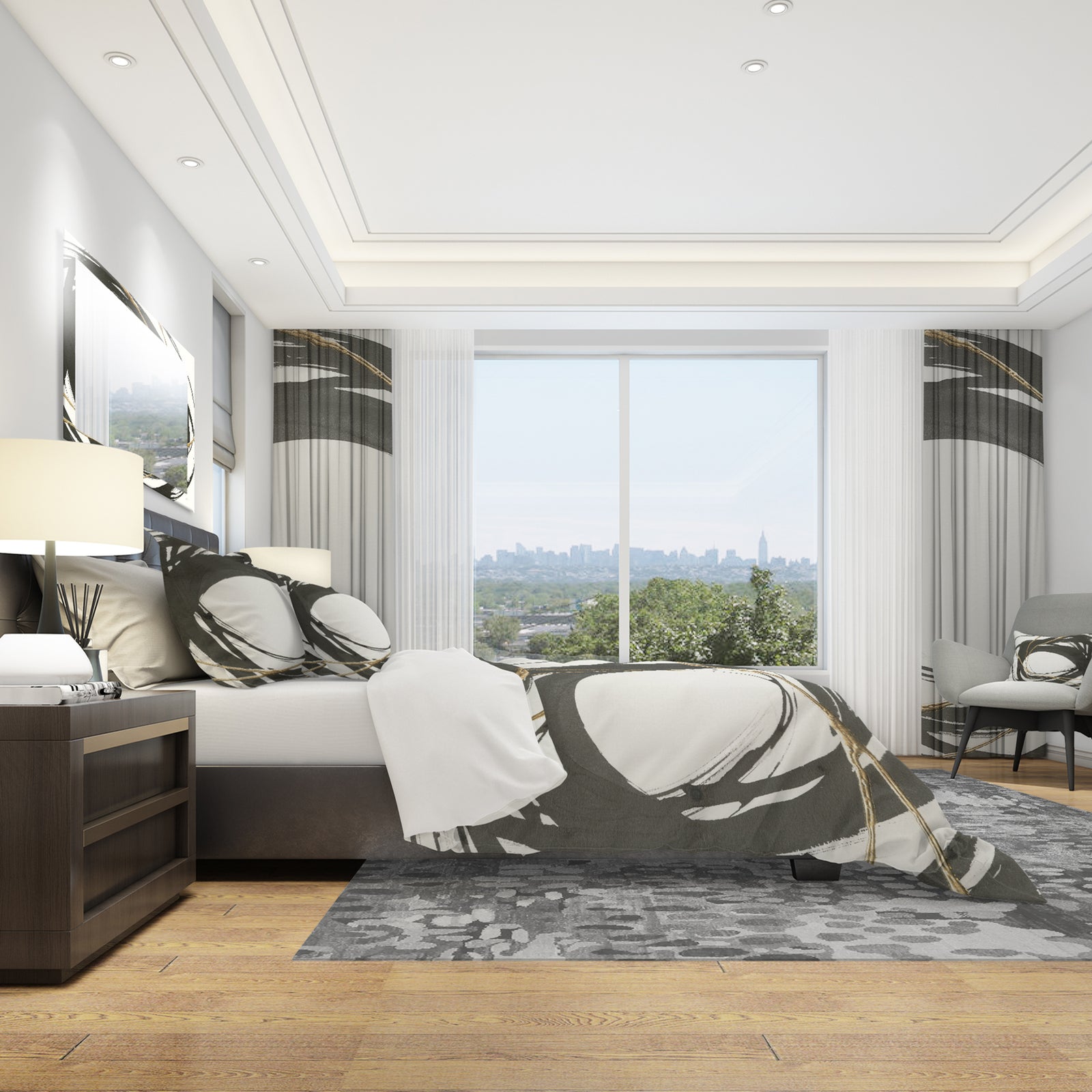 Gold Glamour Circle II - Geometric Duvet Cover Set