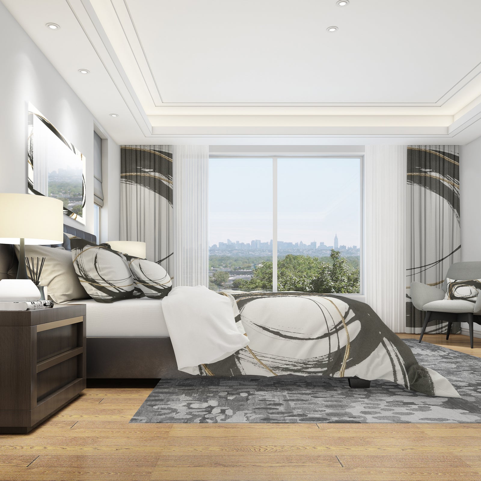 Gold Glamour Circle III - Geometric Duvet Cover Set