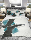 Geometric Black and Teal IV - Geometric Duvet Cover Set