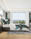 Geometric Black and Teal IV - Geometric Duvet Cover Set