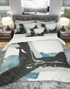 Geometric Black and Teal III - Geometric Duvet Cover Set