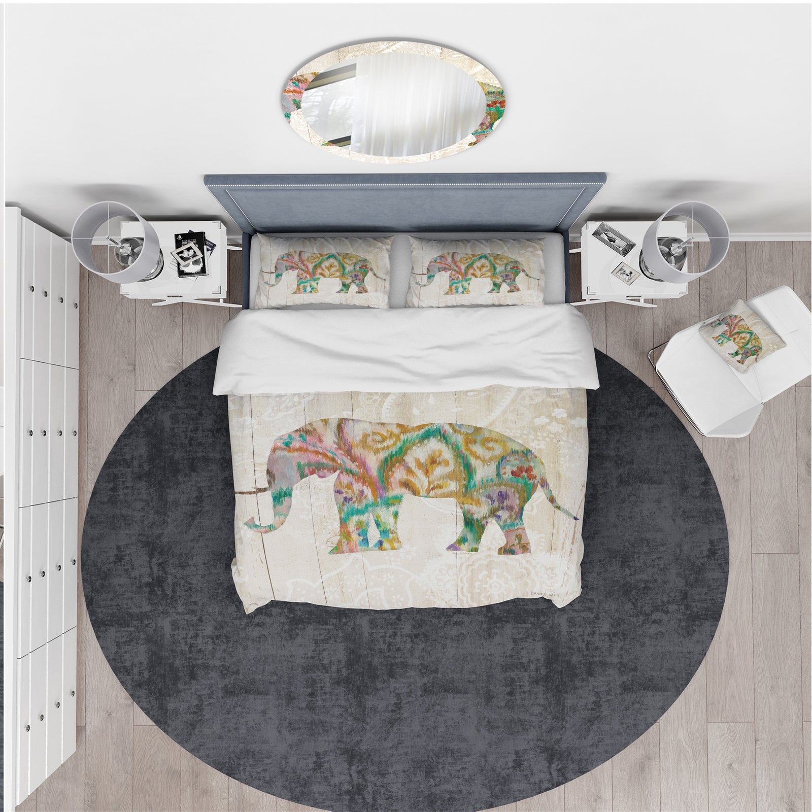 Boho Paisley Elephant II vII - Traditional Duvet Cover Set