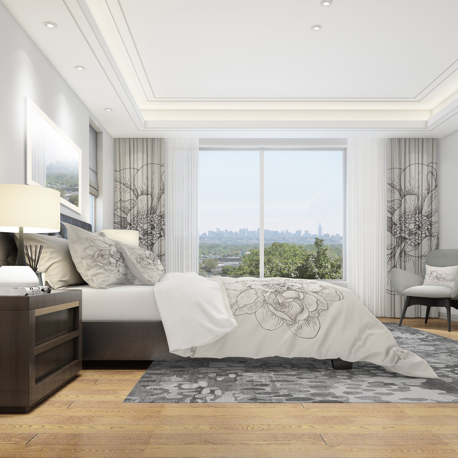 Pen and Ink Florals IV - Geometric Duvet Cover Set