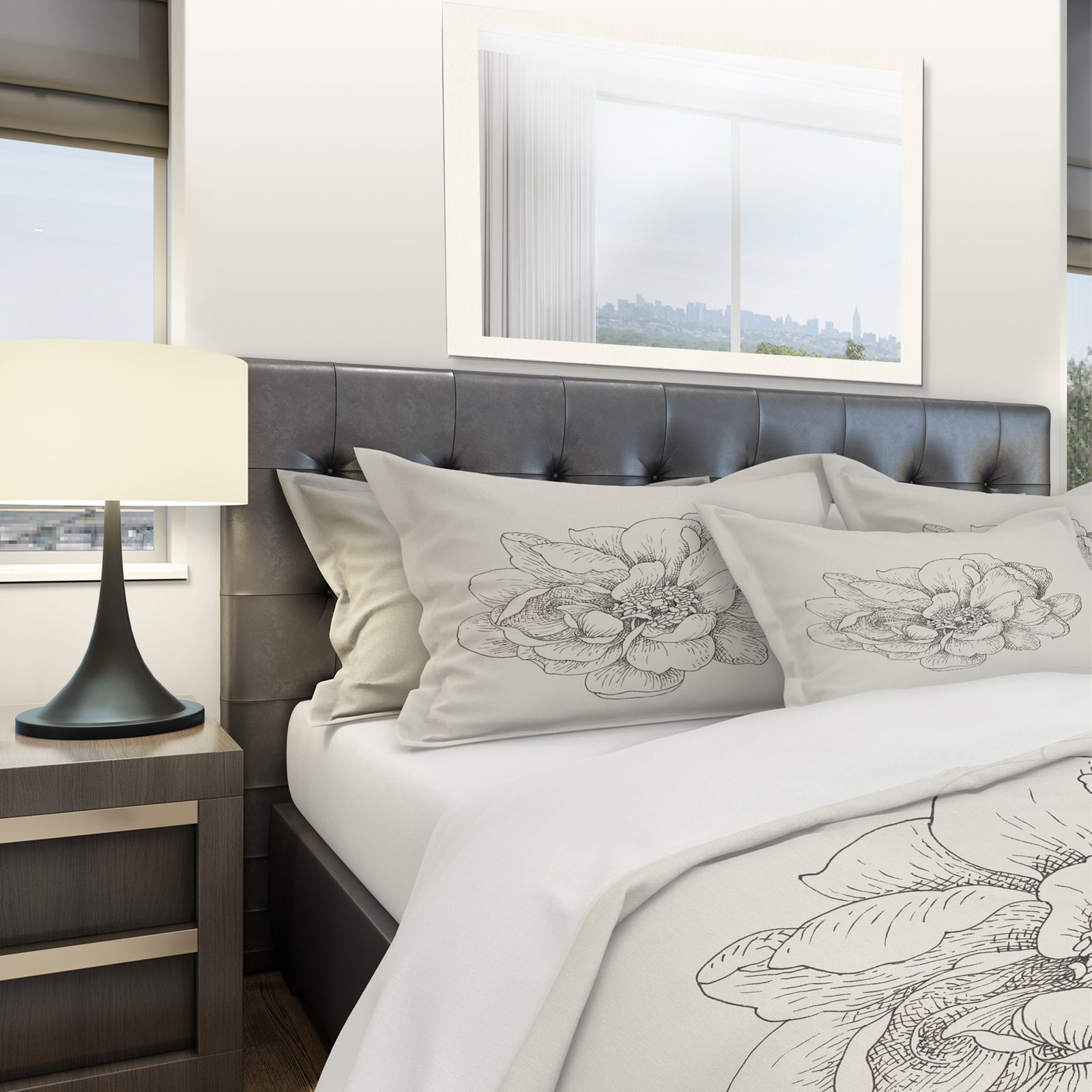 Pen and Ink Florals IV - Geometric Duvet Cover Set