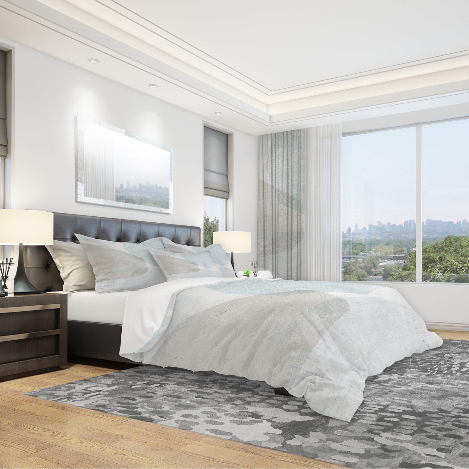 Grey and White Collage I - Geometric Duvet Cover Set