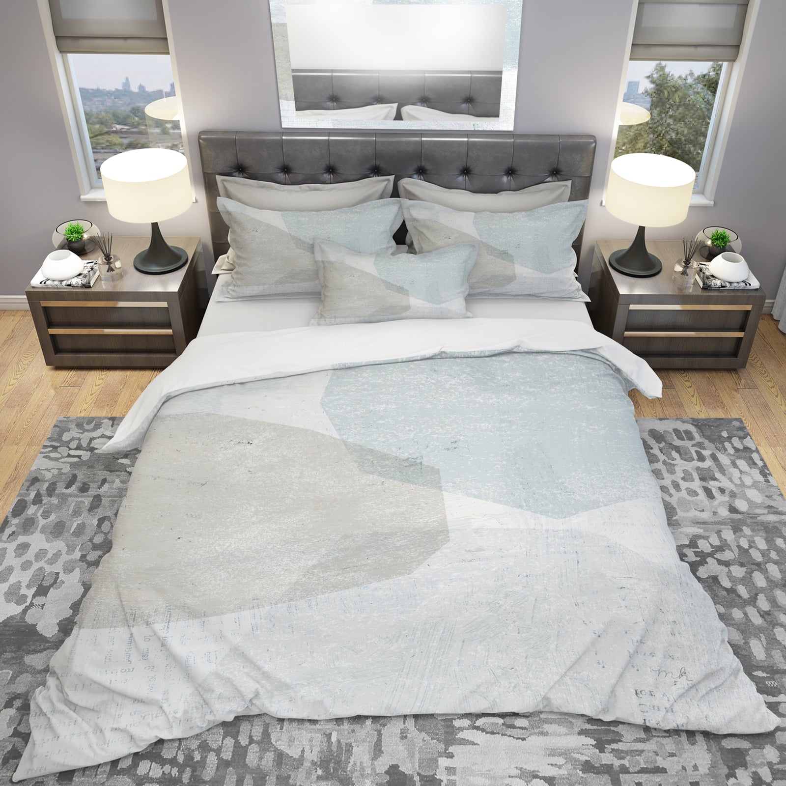 Grey and White Collage I - Geometric Duvet Cover Set
