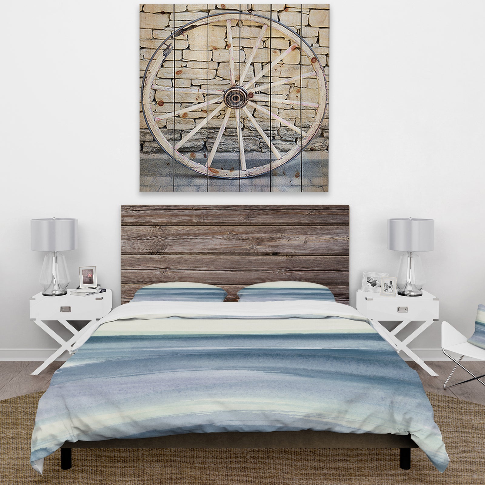 Mint Indigo Dawn I - Cottage Duvet Cover Set
