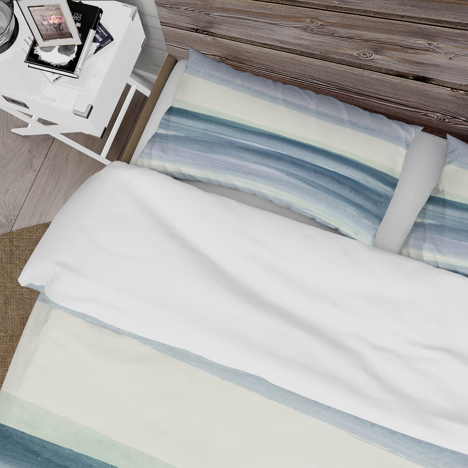 Mint Indigo Dawn I - Cottage Duvet Cover Set