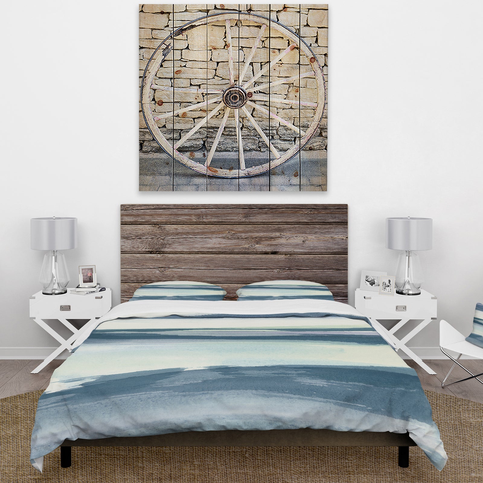 Mint Indigo Dawn II - Cottage Duvet Cover Set