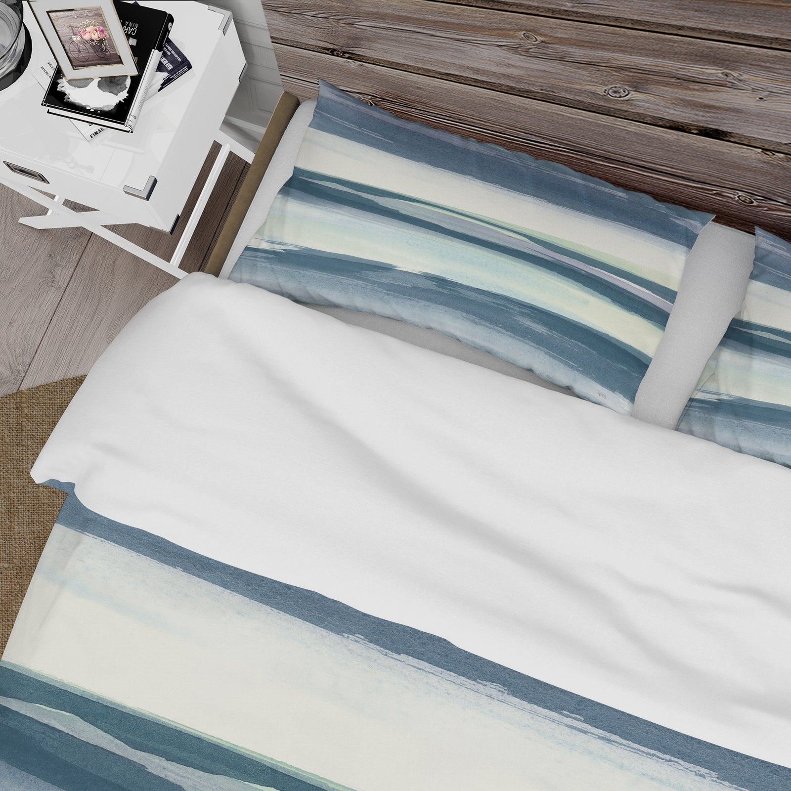 Mint Indigo Dawn II - Cottage Duvet Cover Set