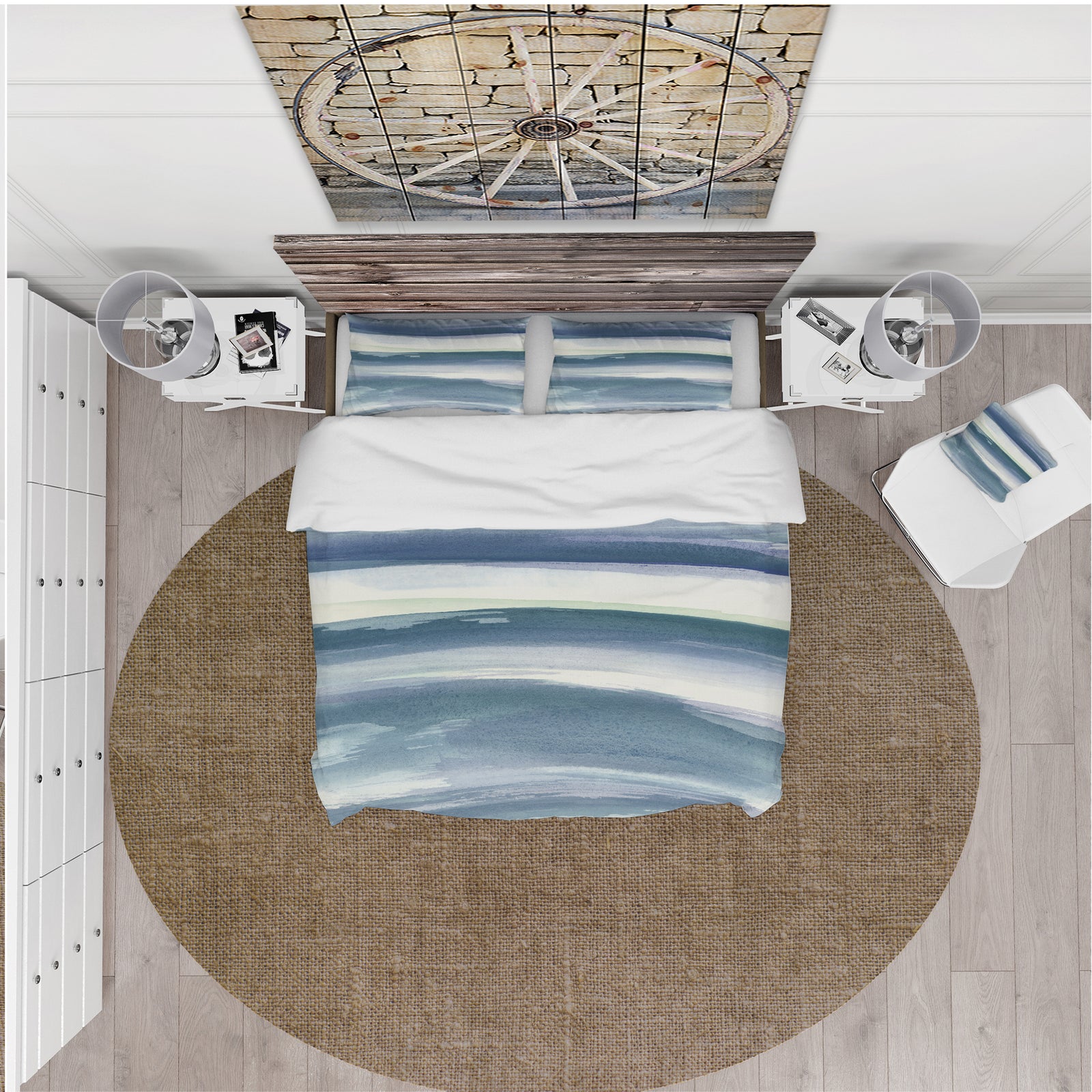 Mint Indigo Dawn III - Cottage Duvet Cover Set