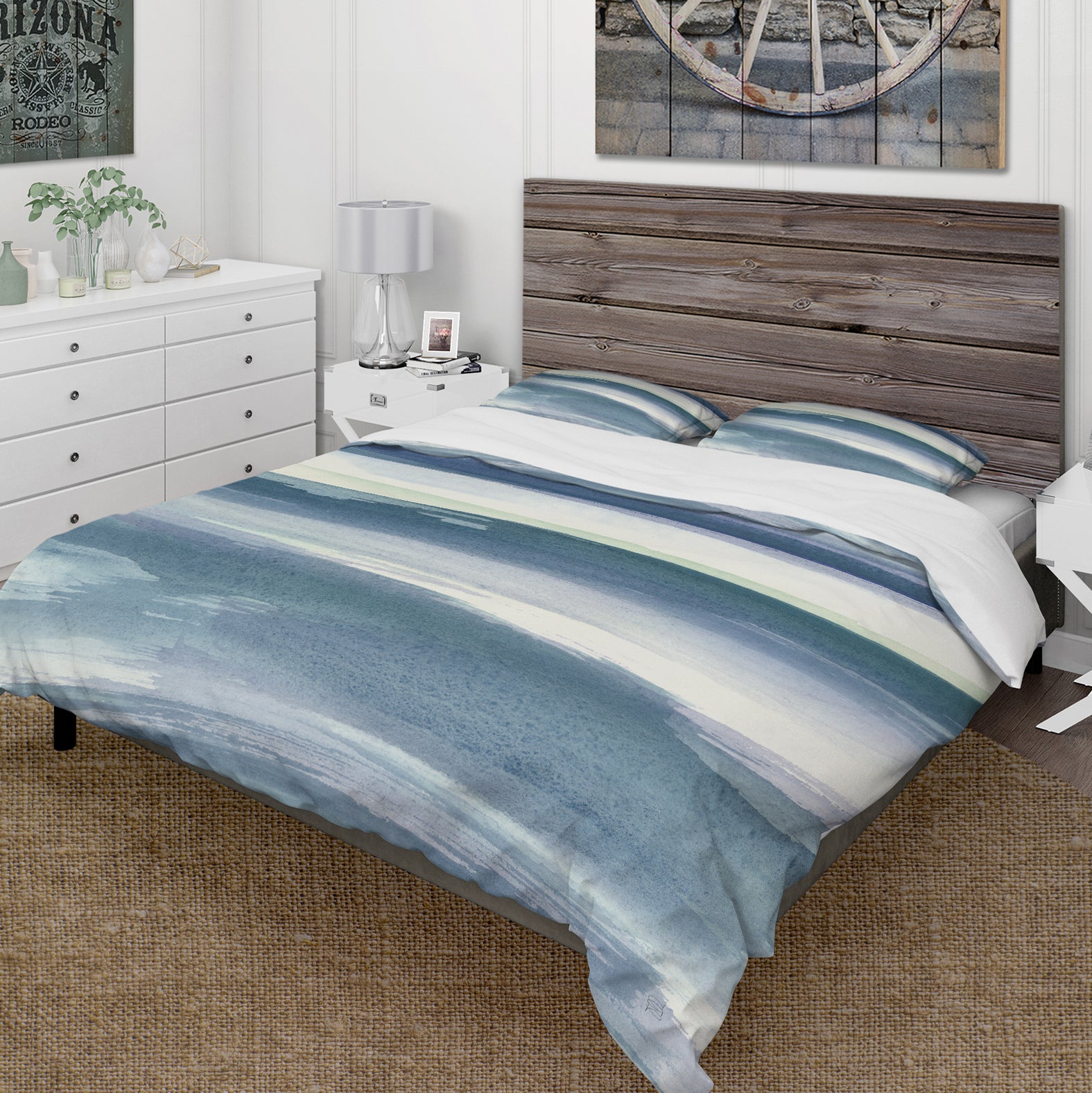 Mint Indigo Dawn III - Cottage Duvet Cover Set