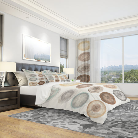 Geometric Cream Circles - Geometric Duvet Cover Set