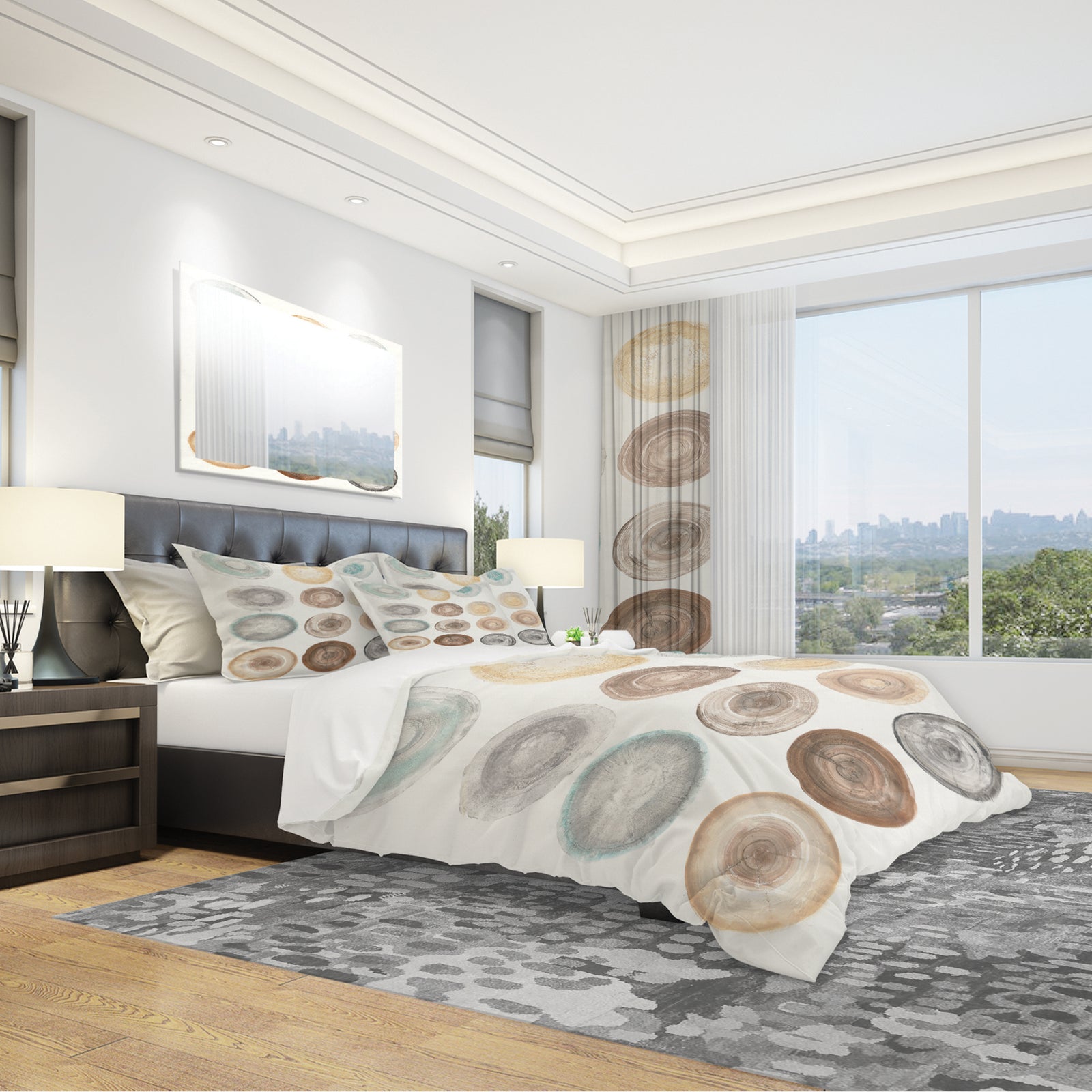 Geometric Cream Circles - Geometric Duvet Cover Set