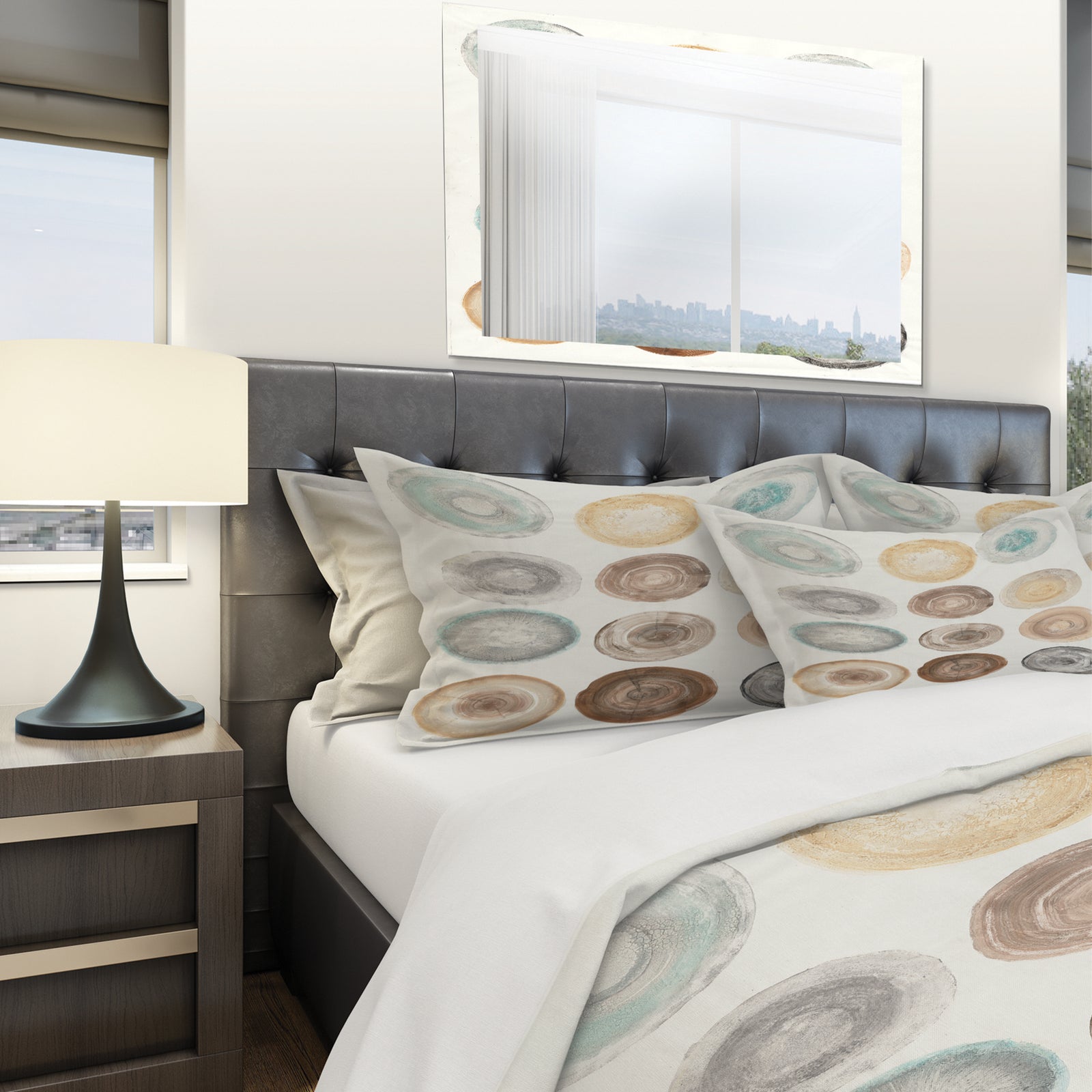 Geometric Cream Circles - Geometric Duvet Cover Set