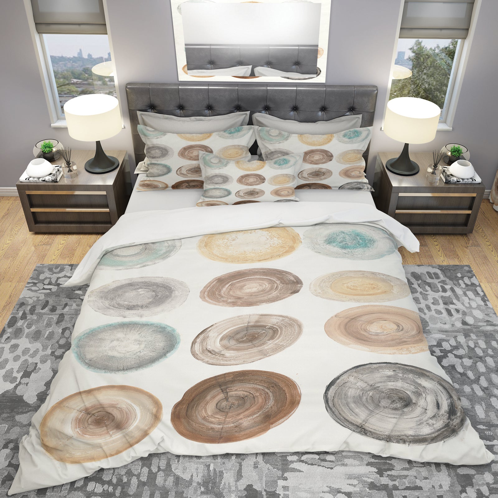 Geometric Cream Circles - Geometric Duvet Cover Set