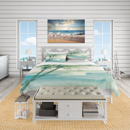 Peaceful Dusk I Tropical - Coastal Duvet Cover Set