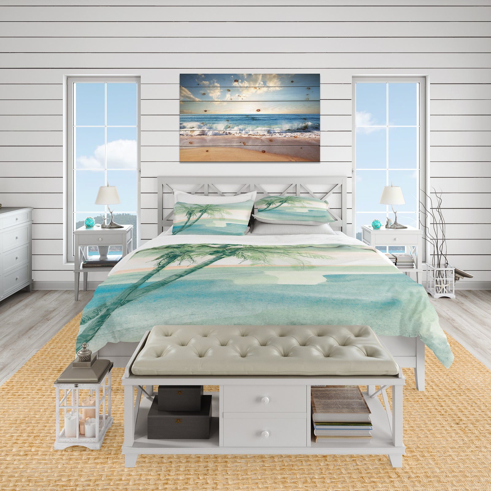 Peaceful Dusk I Tropical - Coastal Duvet Cover Set