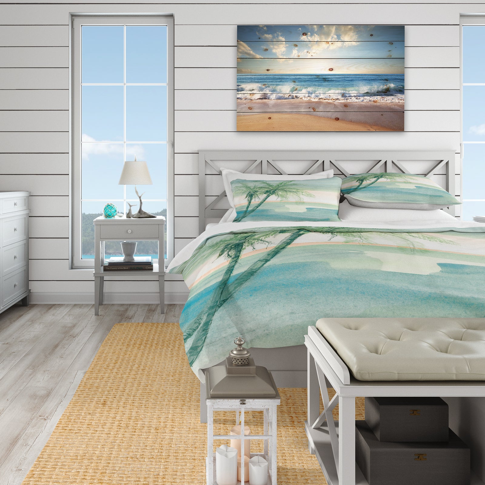 Peaceful Dusk I Tropical - Coastal Duvet Cover Set