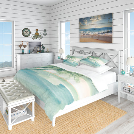 Peaceful Dusk I Tropical - Coastal Duvet Cover Set