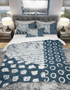 Indigo striples and Tile - Geometric Duvet Cover Set