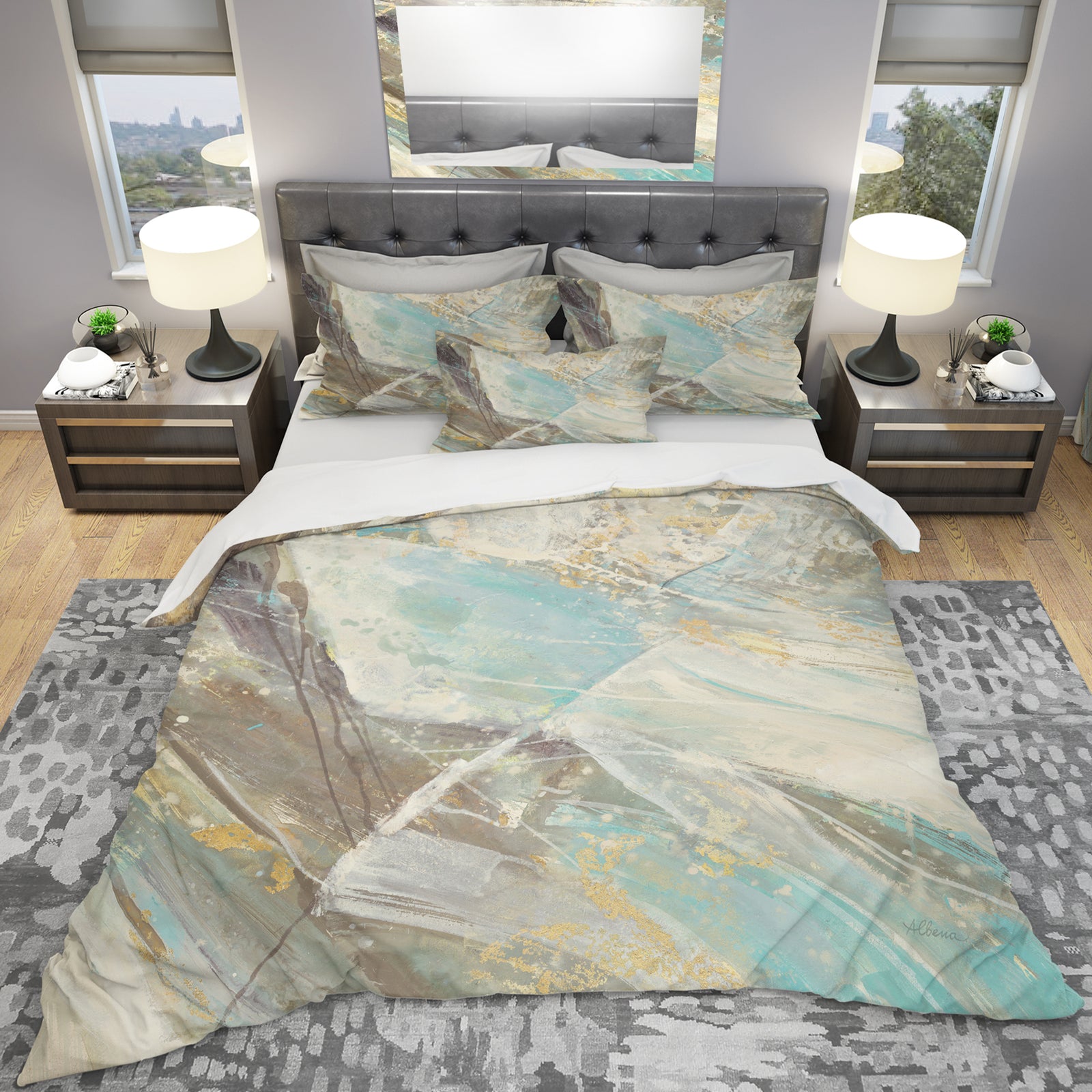 Blue Geometric Water - Geometric Duvet Cover Set