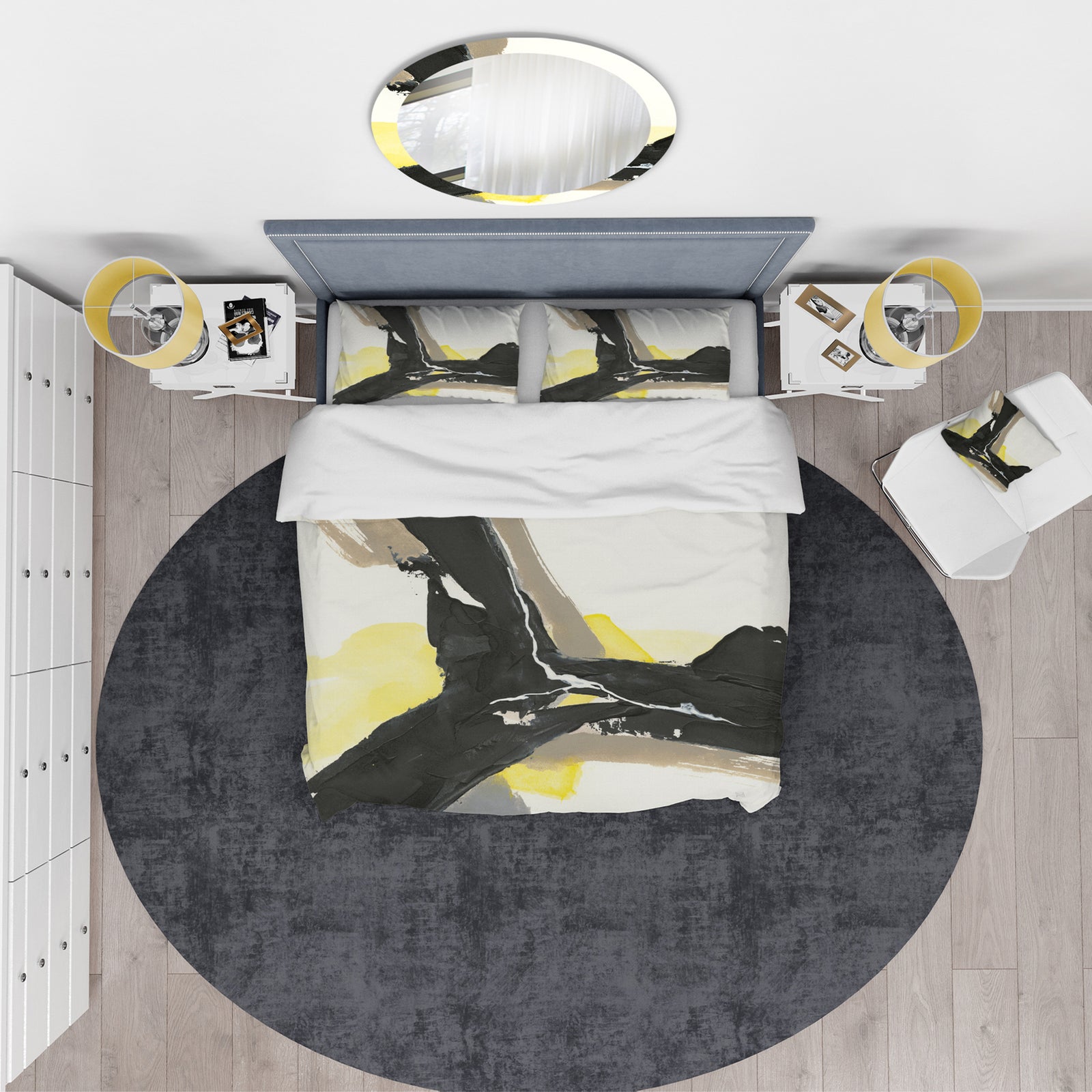 Glam Black and Yellow I - Glam Duvet Cover Set