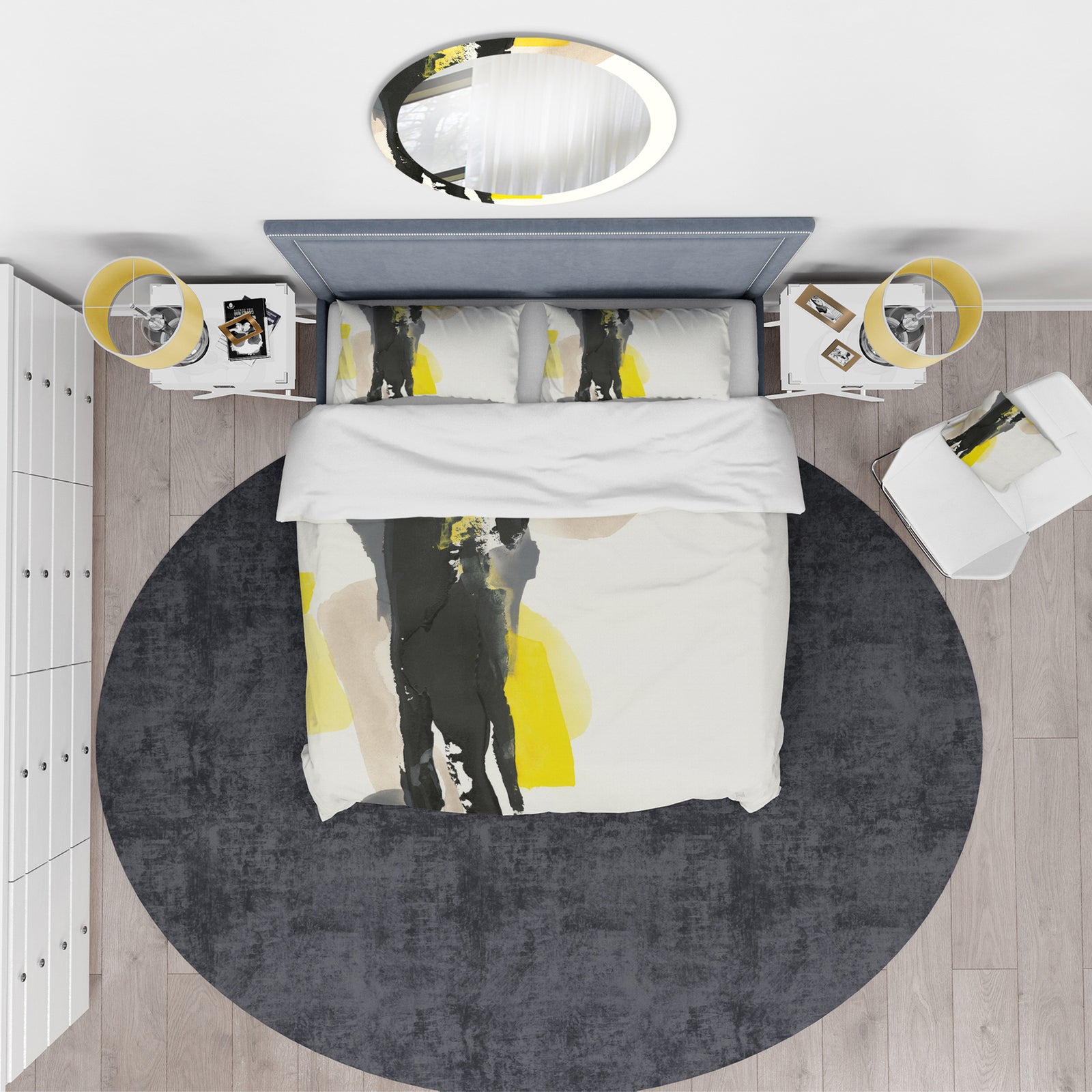 Glam Black and Yellow II - Glam Duvet Cover Set