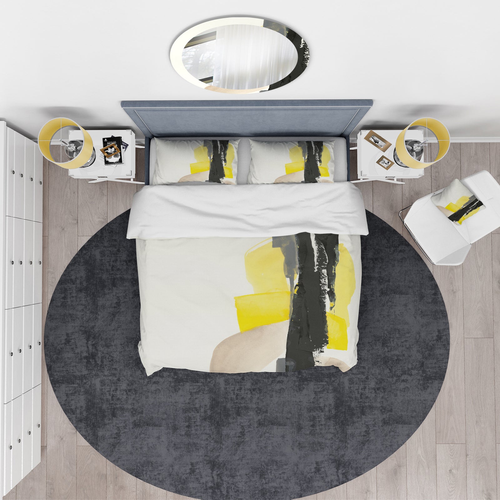 Glam Black and Yellow III - Glam Duvet Cover Set