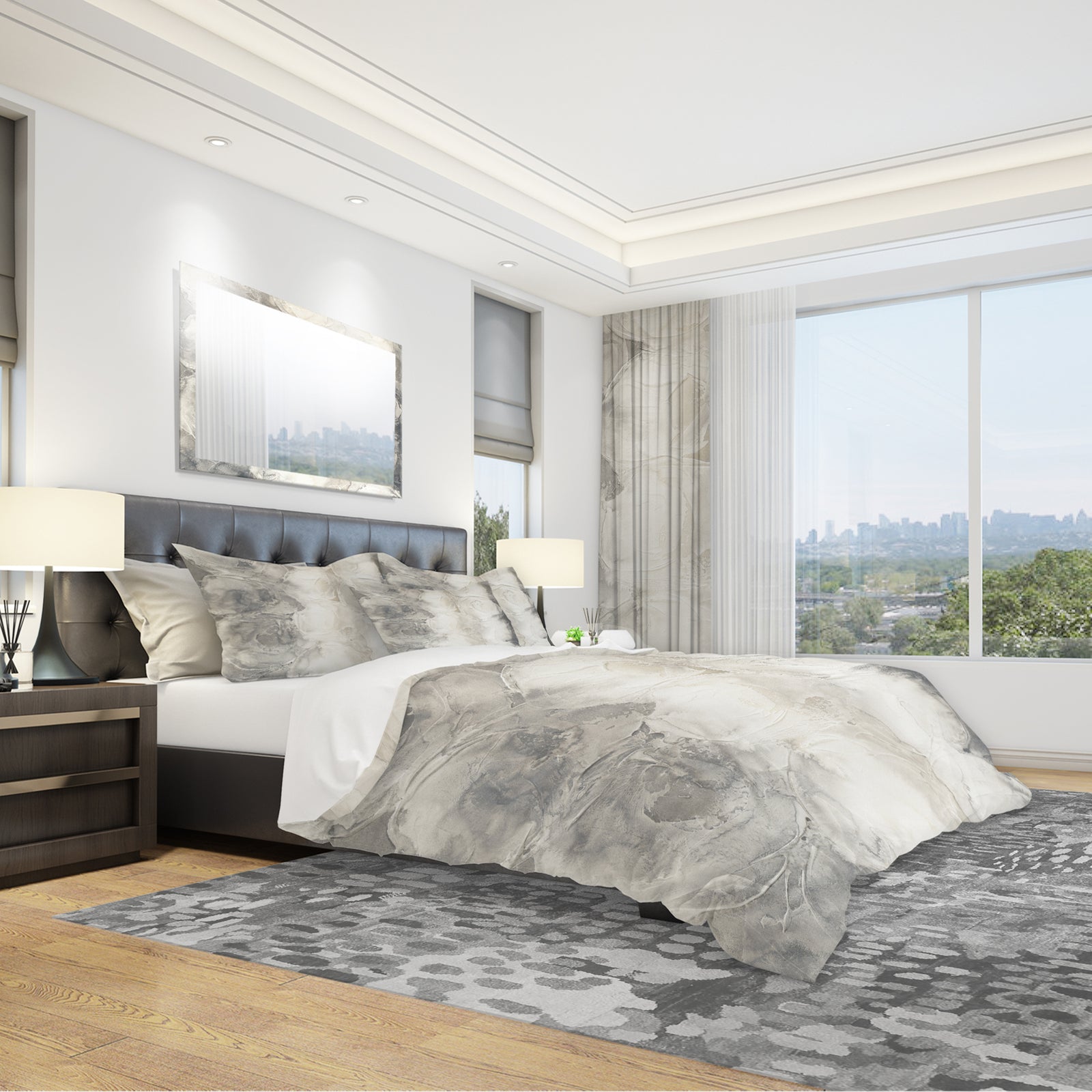 Gray Circles I - Geometric Duvet Cover Set