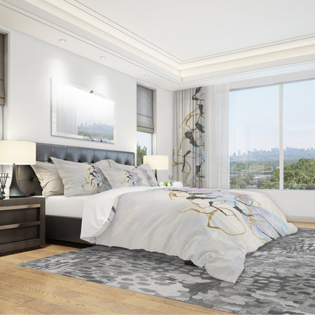 Gold Lines on Pastel I - Geometric Duvet Cover Set