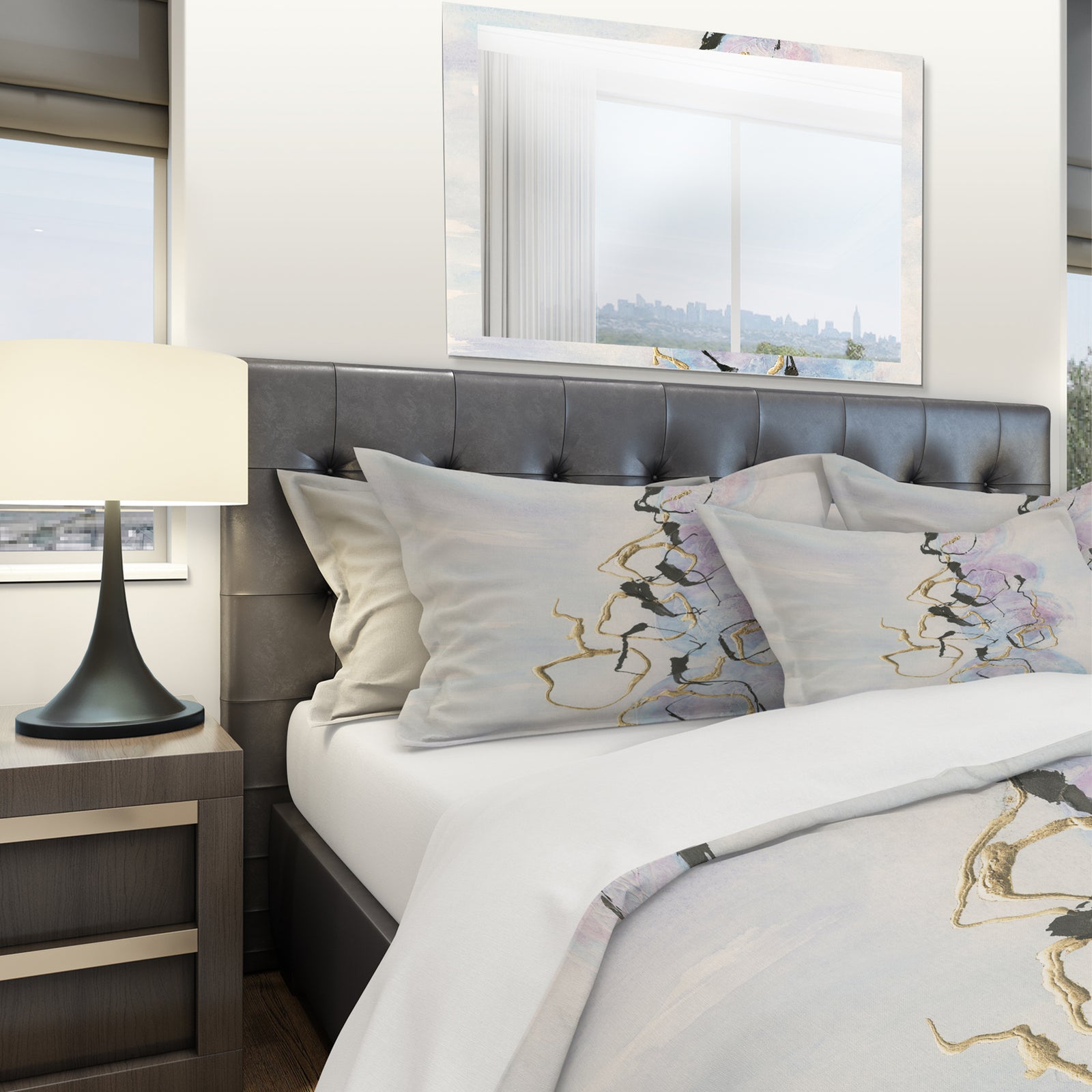Gold Lines on Pastel I - Geometric Duvet Cover Set