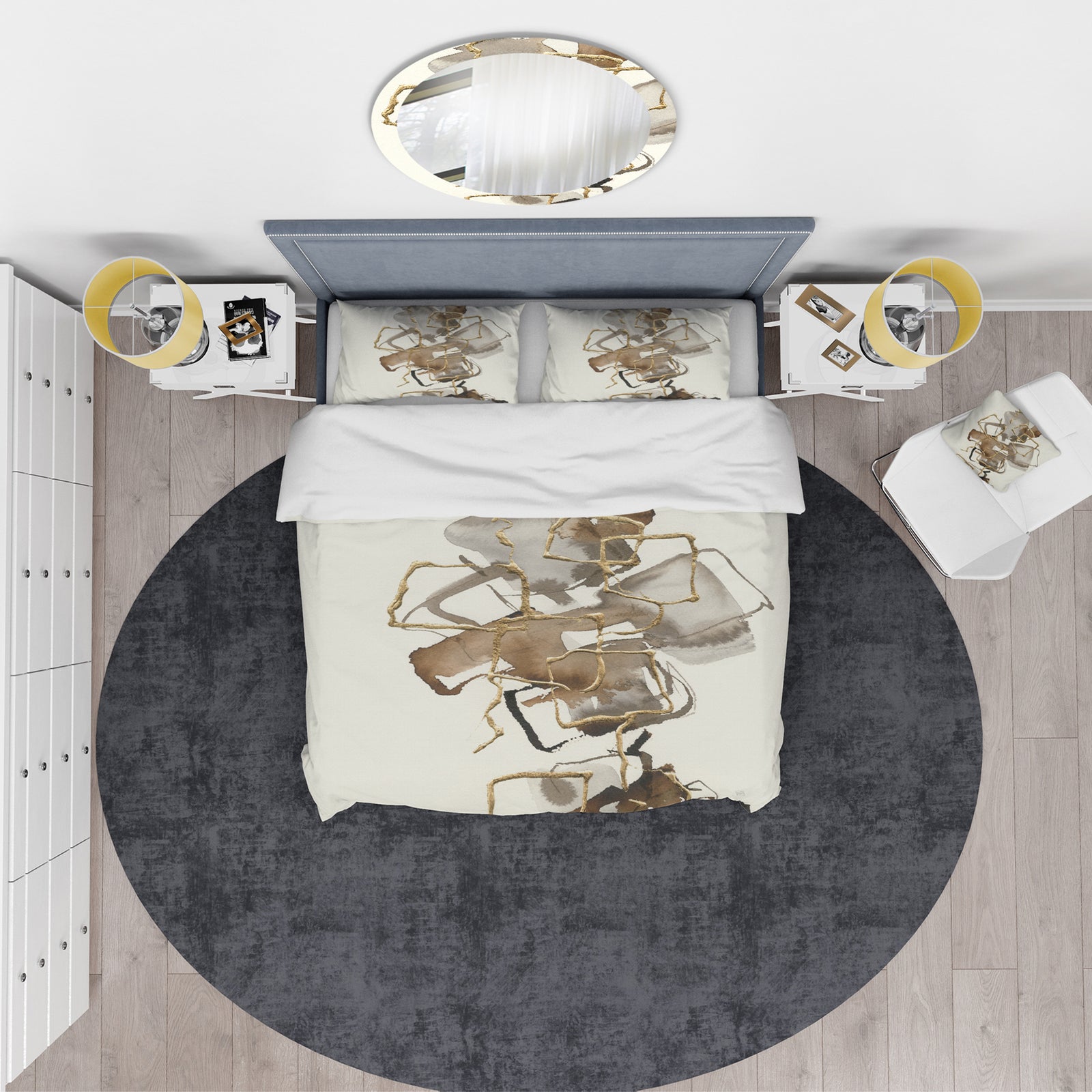 Gold Glam Squares III - Glam Duvet Cover Set