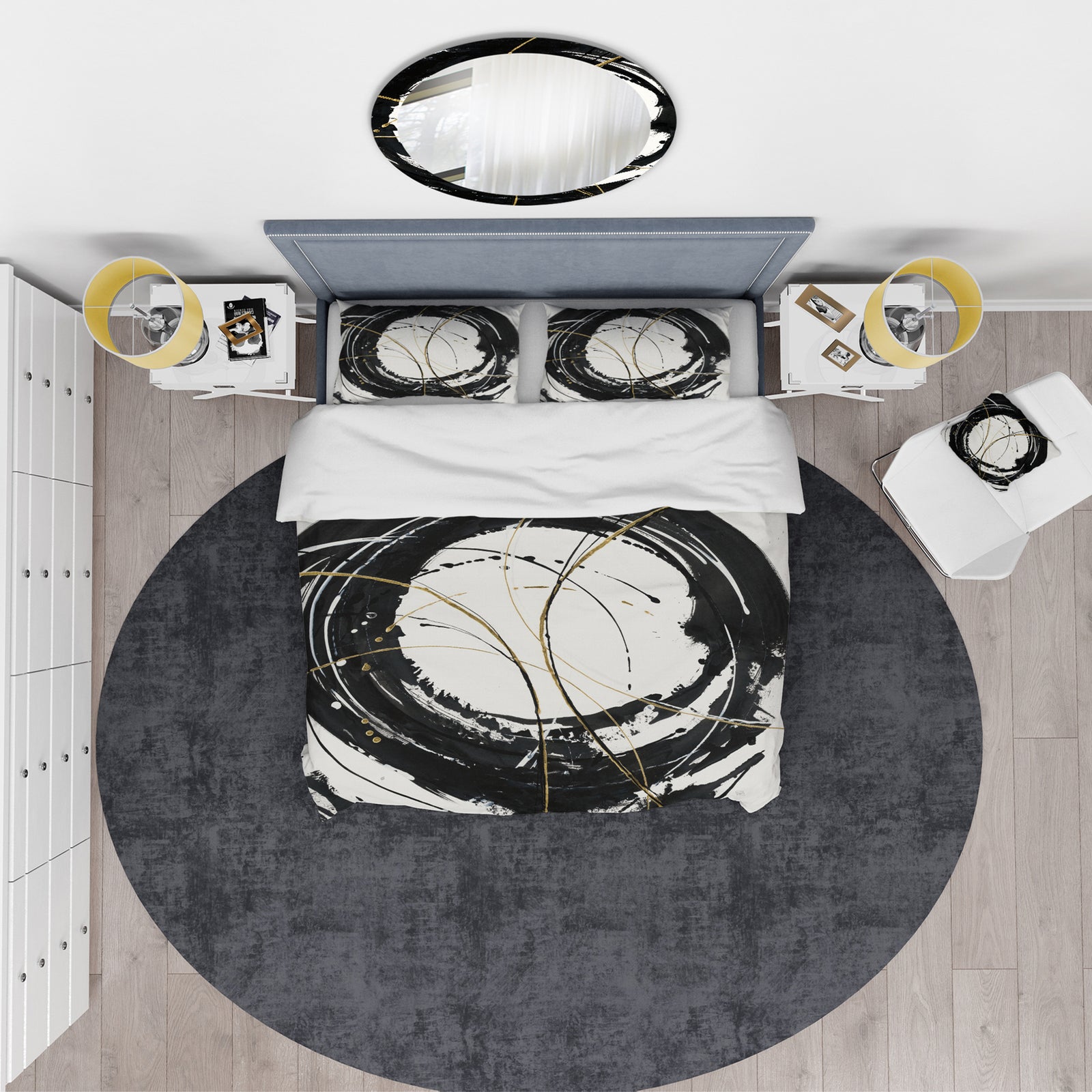 Gold Metallic Circle - Glam Duvet Cover Set