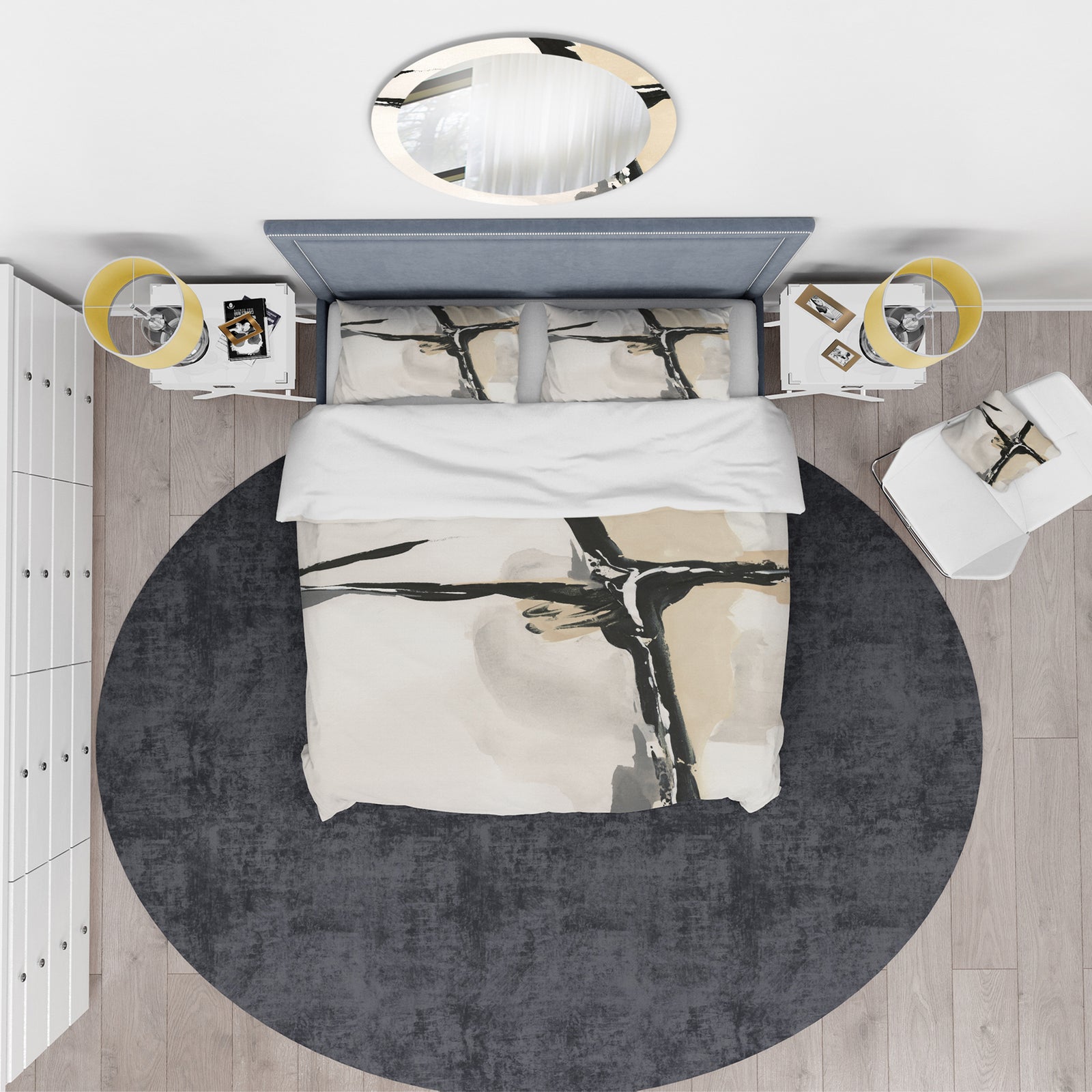 Creamy Tan Form I - Glam Duvet Cover Set