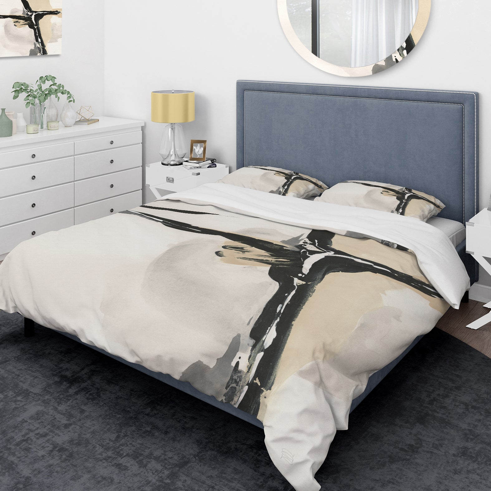 Creamy Tan Form I - Glam Duvet Cover Set