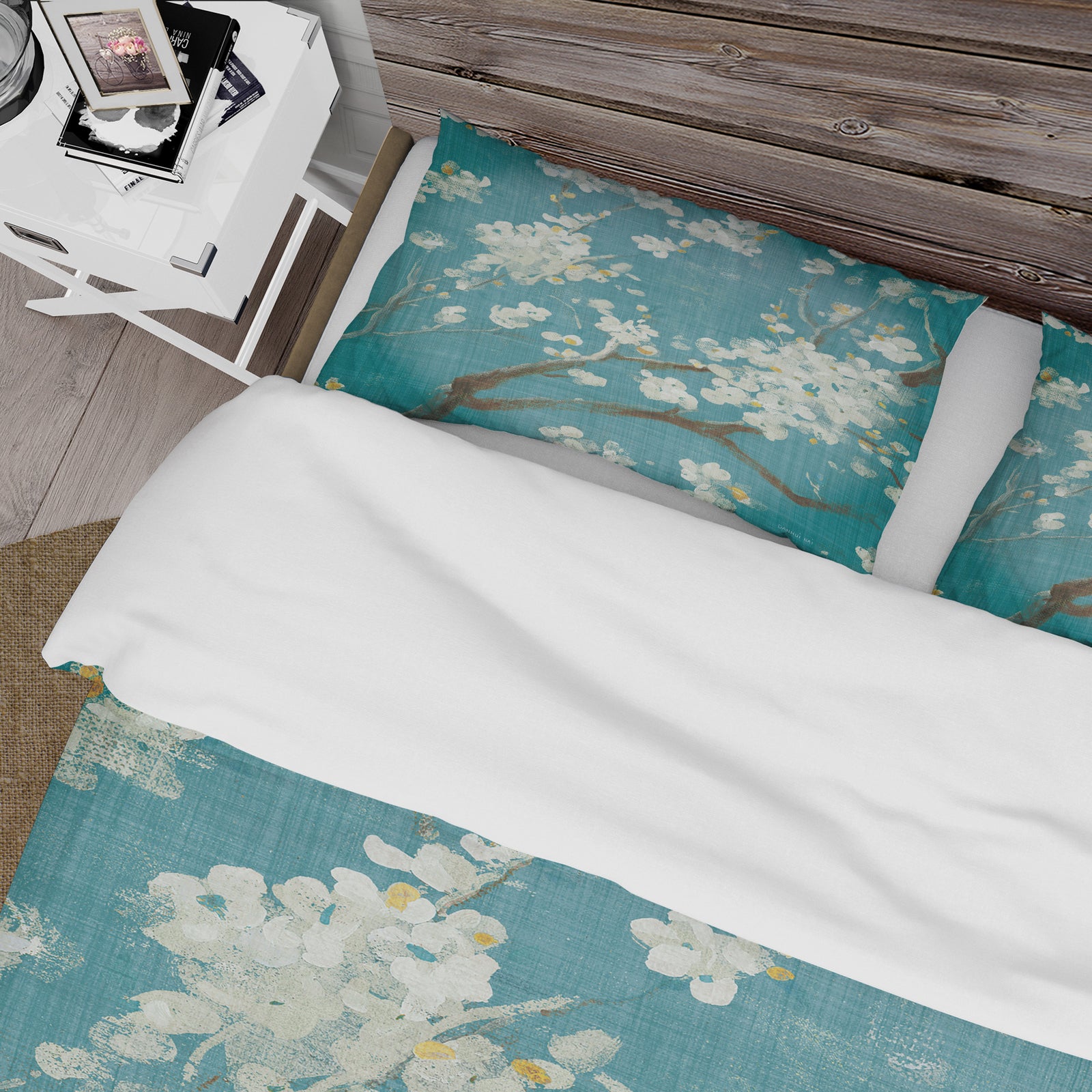 Blue Cherry Blossoms II - Cottage Duvet Cover Set