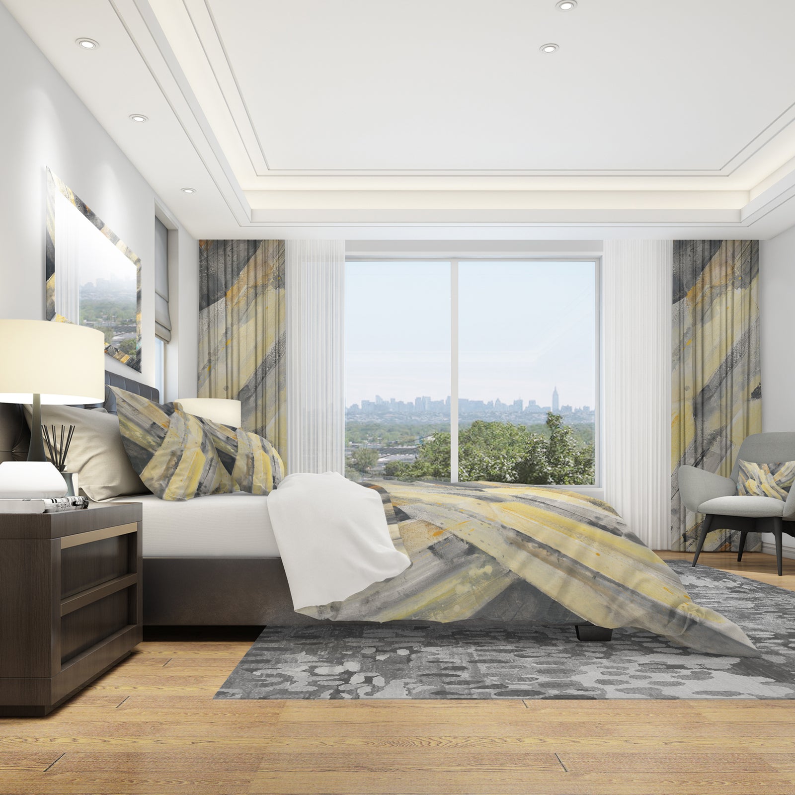 Geometric Beige Glacier - Geometric Duvet Cover Set